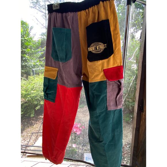 VTG 90s Coursemys Aelfric Eden Corduroy Pants Color Block Elastic Waist 2XL EUC - Picture 11 of 16